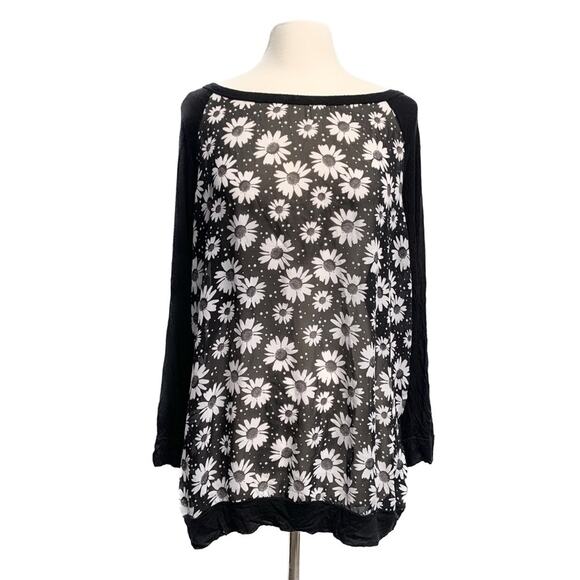 Sheer Floral Oversized Backless Top - Picture 1 of 7